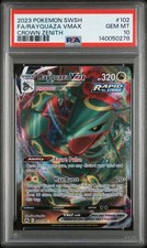 2023 POKEMON SWORD & SHIELD CROWN ZENITH #102 FULL ART/RAYQUAZA VMAX PSA 10