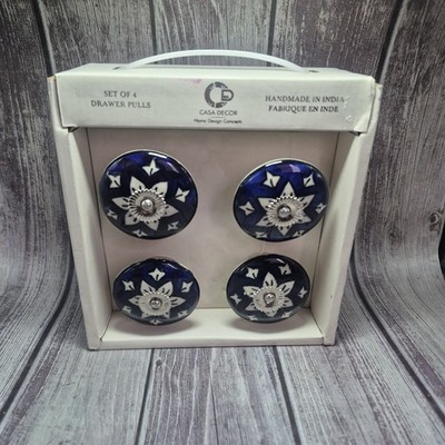 CASA DECOR HANDMADE GLASS DRAWER PULLS / KNOBS SET OF 4 HOME DESIGN CONCEPTS