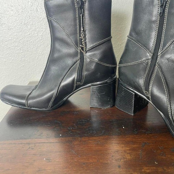 Black Clarks leather patchwork style ankle boots … - image 4