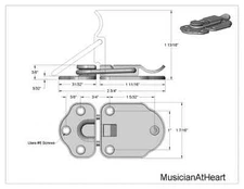 MusicianAtHeart GUITAR CASE PRO LATCH (1) Silver or Gold Replacement