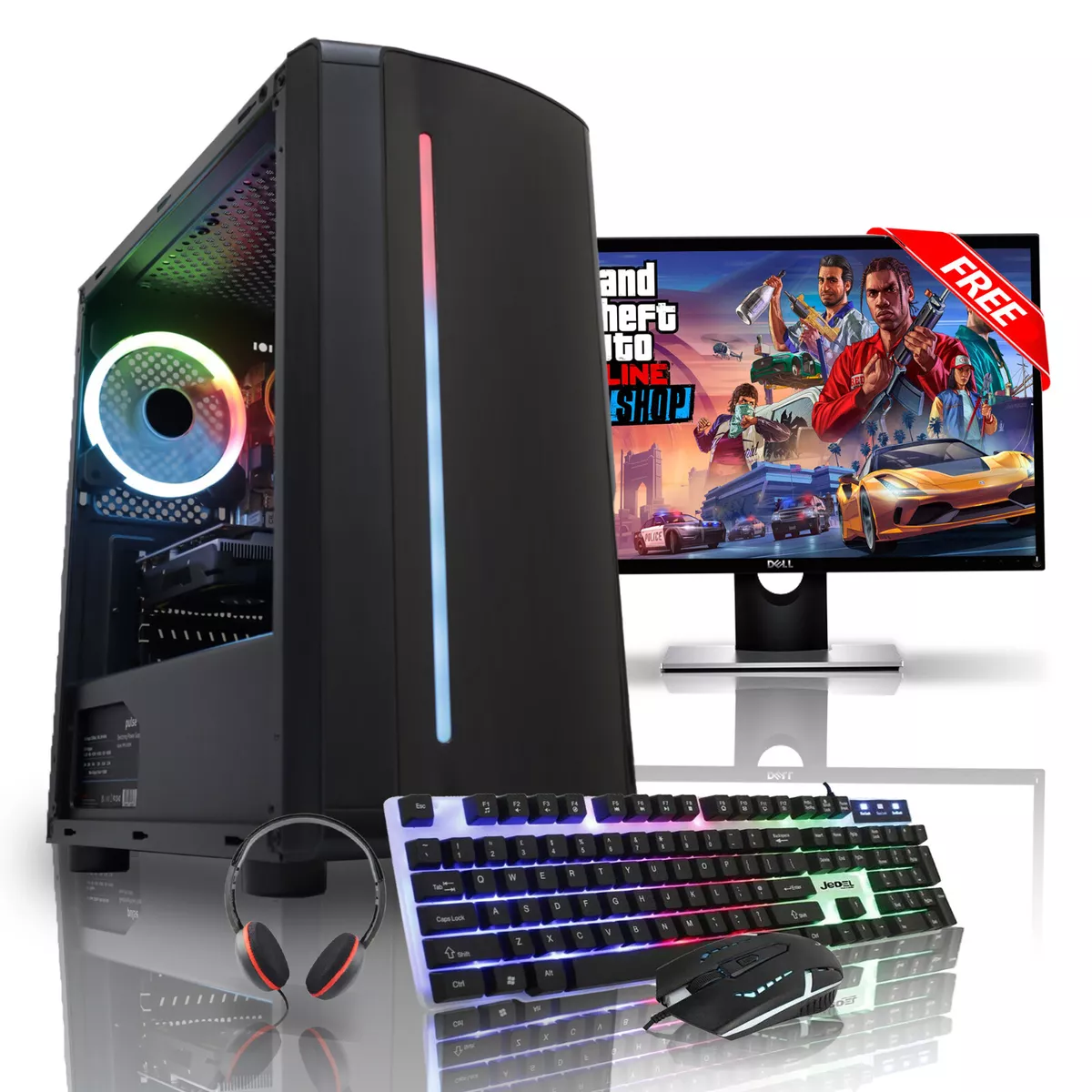 Fast Gaming PC Computer Bundle Intel Quad Core i5 8GB 1TB Win 10 2GB GT710