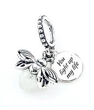 New 100% Authentic PANDORA 925 Glow-in-the-dark Firefly Pendant Charm 799352C01