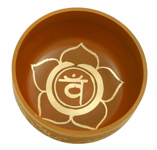 2nd Chakra Swadhistana Or Sacral Orange Buddhist Singing Bowl For Meditation 5'' - Picture 3 of 5