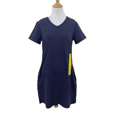 32 Degrees Cool Jersey Shirt Dress Womens S Small V Neck Pockets Short Sleeve