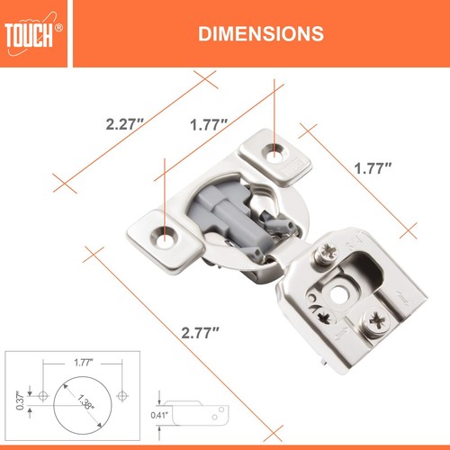 Compact Cabinet Hinges, Soft Close 105° Face Frame 3/4" Overlay 6 Way Adjustment - Picture 11 of 15