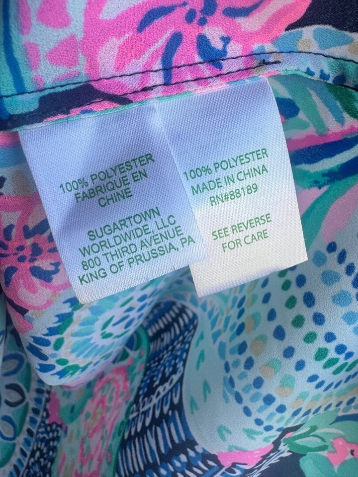 Lilly Pulitzer Talisa Sleeveless Ruffled Trim Tropical Print Blouse ...