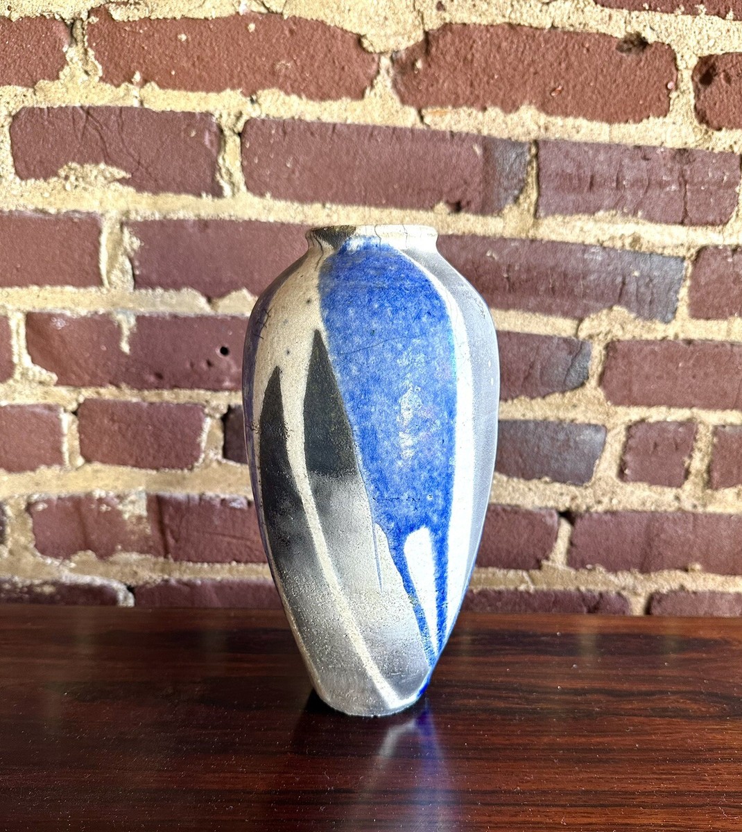 Original Mid Century Modern Raku Studio Pottery Vase by John