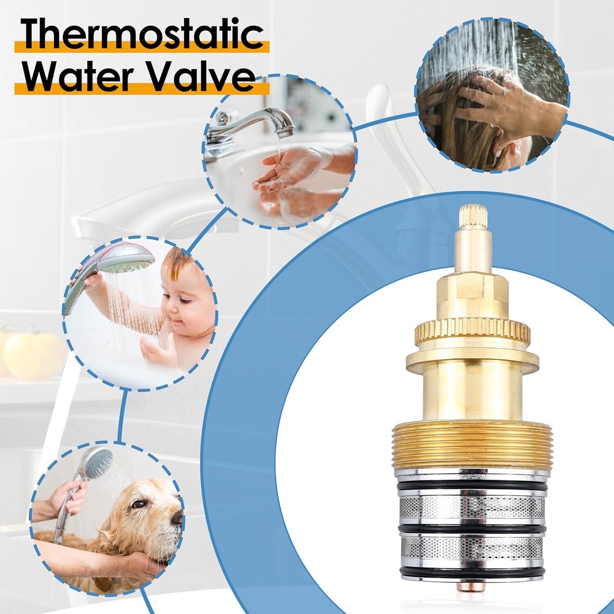 K-78913 Thermostatic Water Valve Cartridge – Replacement For Kohler K400 K401, 3/4" High Flow Rate Mixing Valve