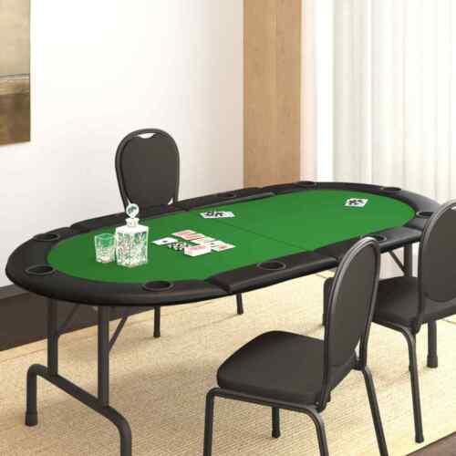 10-Player Folding Poker Tabletop Green 208X106X3 Cm - Afbeelding 1 van 6