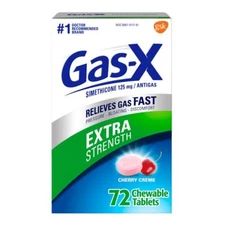 Gas X Extra Strength Chewable Tablet Medicine For Fast Gas Relief Cherry 72 Ct