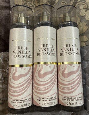 3  Bath & Body Works  FRESH VANILLA BLOSSOMS Fine Fragrance Mist Spray 8oz NEW