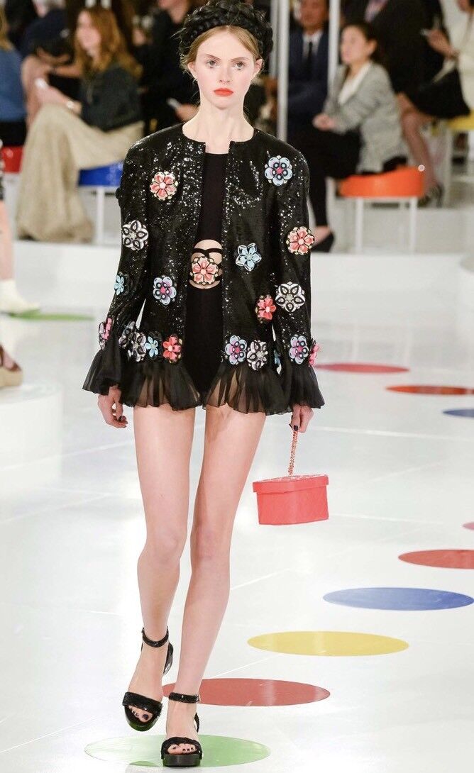 CHANEL Runway Cruise 2016 Black Sequin Pearl Wedges Heels CHANEL Runway Cruise 2016 Black Sequin Pearl Wedges Heels