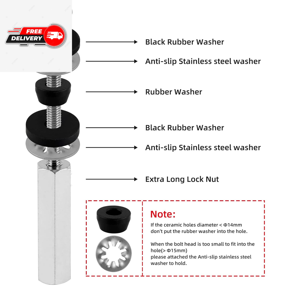 2 PCS Extra Long Toilet Seat Bidet Bolts Kit, Universal Heavy Du eBay