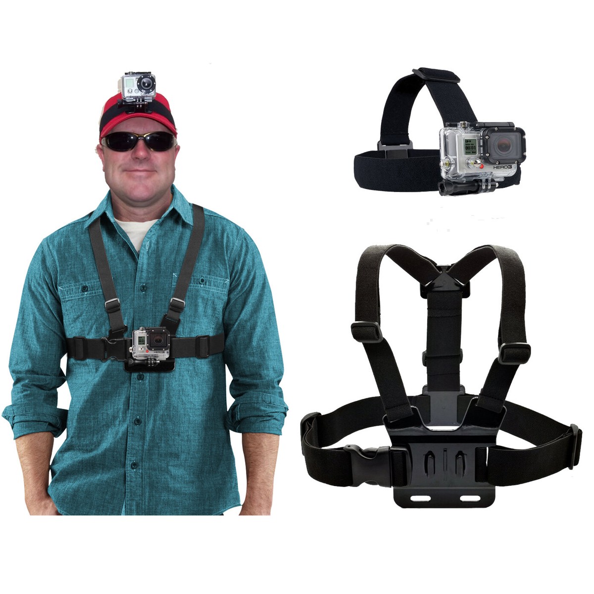 Head Strap+ Chest Strap Mount Accessories For GoPro Hero