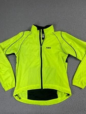 LOUIS GARNEAU Sz S MEN'S CYCLING WINDBREAKER FULL ZIP ADJUSTABLE WAIST Green