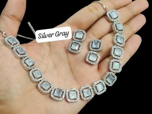 Indischer Bollywood Stil Zirkonium n farbige Edelsteine Schnur Halskette Set - Bild 1 von 6