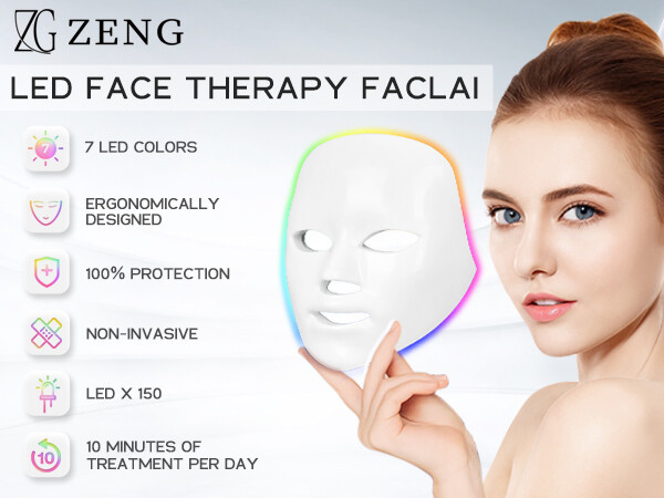 7 Colors LED Light Photon Face Mask Rejuvenation Facial Therapy Wrinkle ...