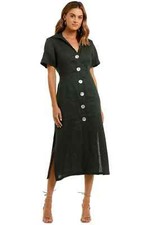 JILLIAN BOUSTRED Safari Workwear Dress Green Size 8 AU Utility Trend