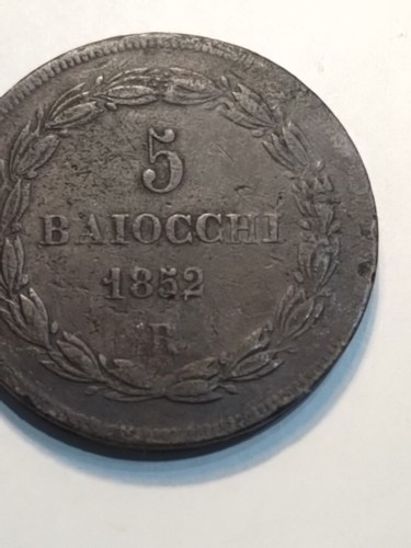1852 R 5 BAIOCCHI POPE PIUS IX PAPAL STATES ANTIQUE COPPER COIN - Picture 11 of 12