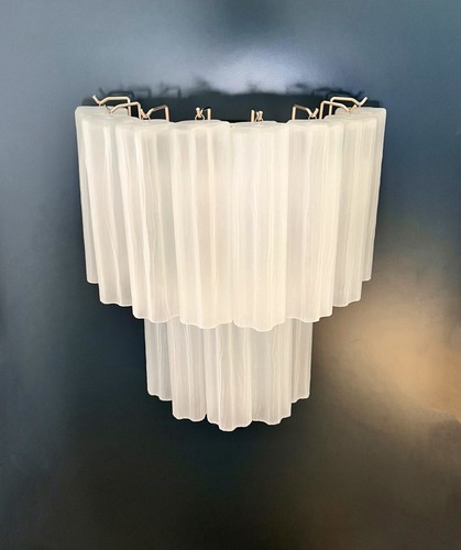 Fantastic pair of Murano Glass Tube wall sconces - 13 etched glass tube - Picture 4 of 18
