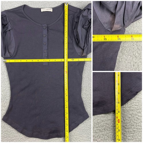 Ulla Johnson Top Donna Small S Grigio Blu Kara Blusa Manica a sbuffo Maglia Camicia 2 - Foto 8 di 8