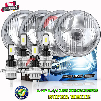 4Pcs 5.75'' 5 3/4'' Led Headlights Hi-Lo Sealed Beam For Chevy Impala El Camino US