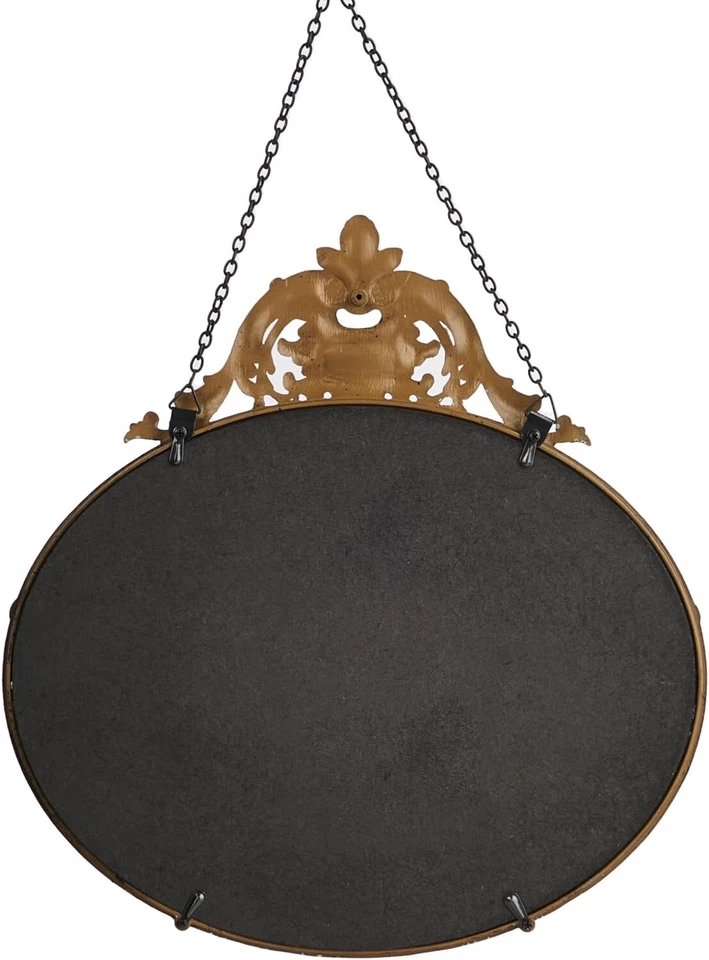 Creative Co-Op Vintage Pewter Framed Wall Mirror with Decorative Chain, Black - Image 4 of 4
