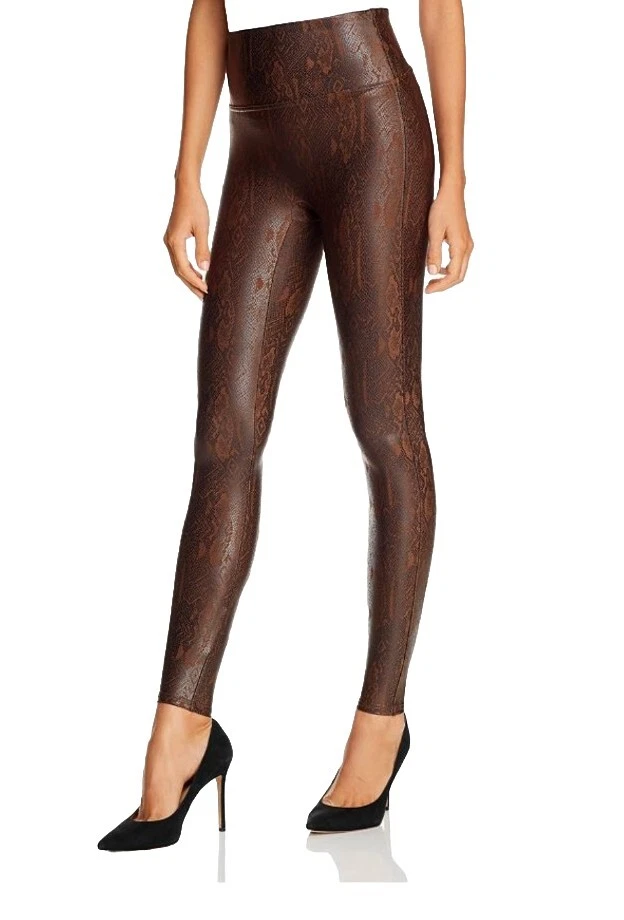 SPANX Faux LEATHER Snakeskin Leggings Teen Girls size M Brown And