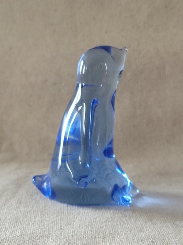 Statuina fermacarte pinguino azzurro in vetro artistico, non marcata - Foto 4 di 6