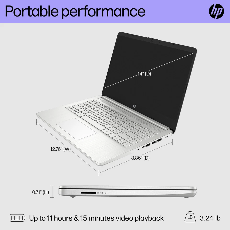 2024 HP Laptop Computer 14" HD Quad-Core Intel Pentium Upto 32GB RAM & 1TB SSD - Image 3 of 4