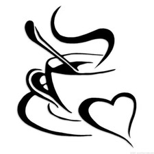 Hot Coffee Heart - Decal Sticker - Multiple Colors  Sizes - ebn6806