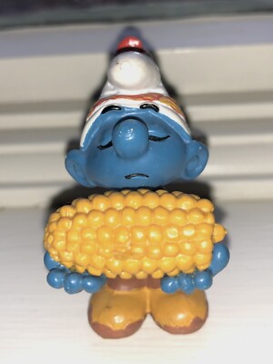 Smurfs 20197 Thanksgiving Corn Smurf Indian Rare Vintage Figure Toy PVC Figurine