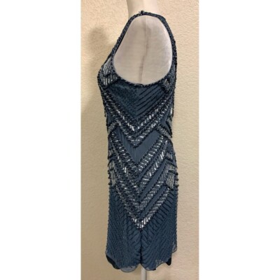 Parker NY Allegra Silk Beaded Sequin Blue Dress Womens M | eBay Parker NY Allegra Silk Beaded Sequin Blue Dress Womens M | eBay