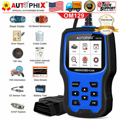 AUTOPHIX OM129 Car OBD2 Scanner Code Reader Scanner Battery Test