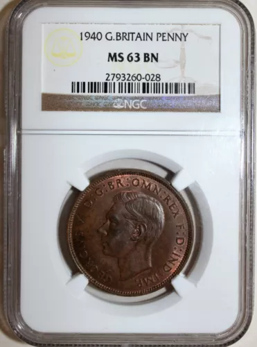 Great Britain 1940 Penny MS 63 BN NGC