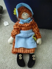Nice Handmade Cloth Red Head Girl Character Doll 10" Tall