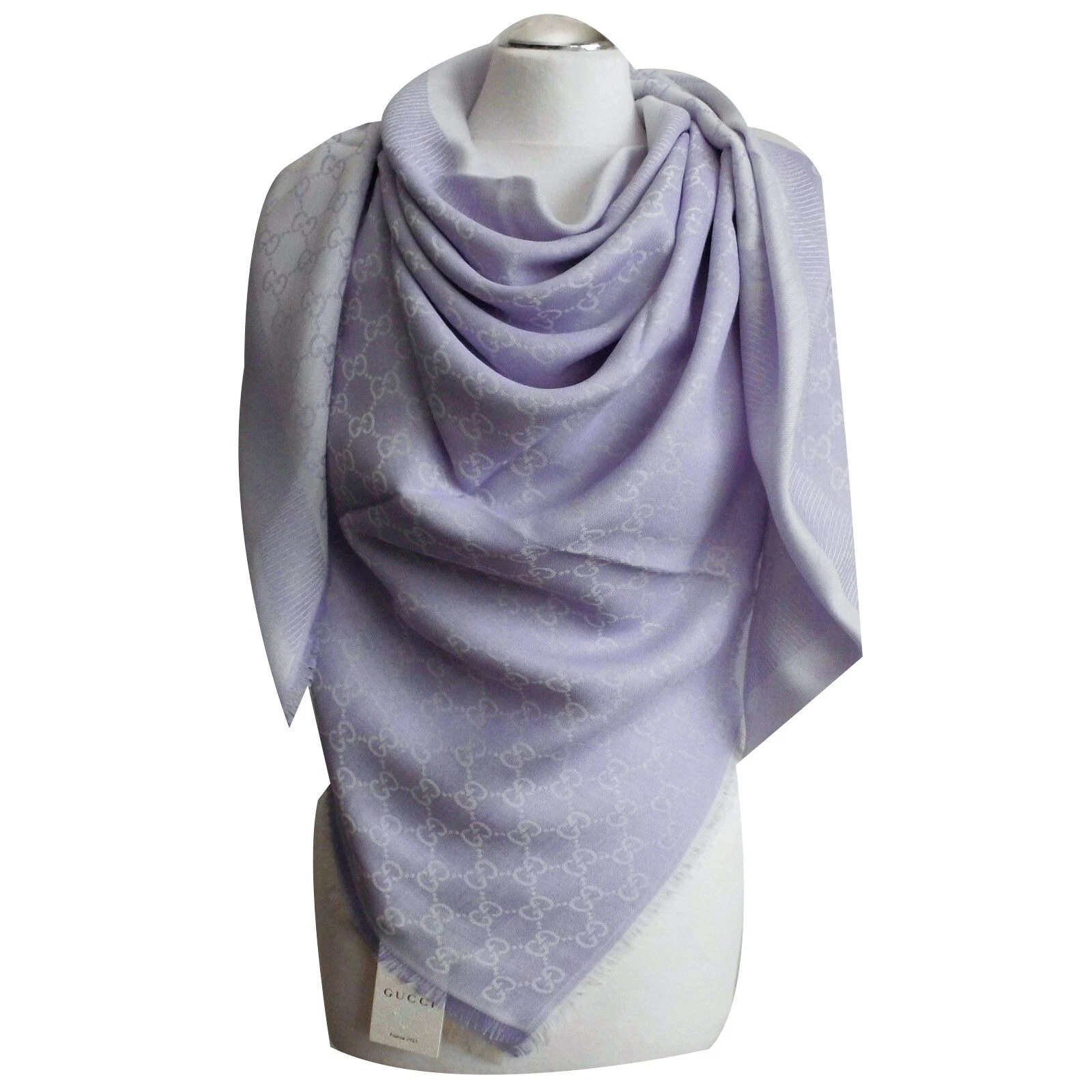 GUCCI écharpe foulard avec motif GG 140x140 cm laine/soie violet 281942