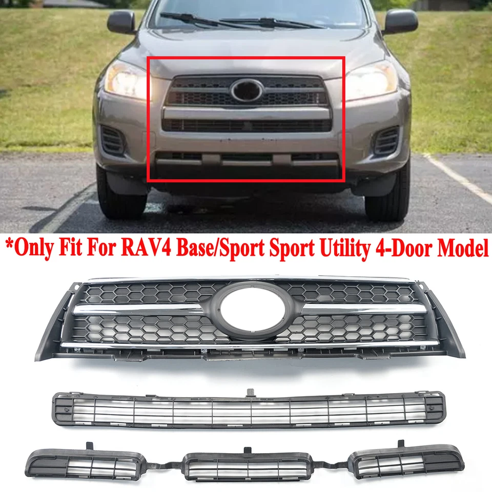 Conjunto de parachoques delantero parrilla superior e inferior para Toyota RAV4 Base/Sport 2009-2012 Foto 2 de 4