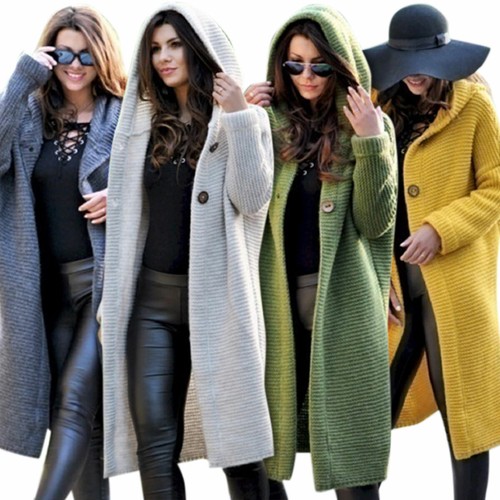 Women Long Sweater Knit Cardigan Coat 