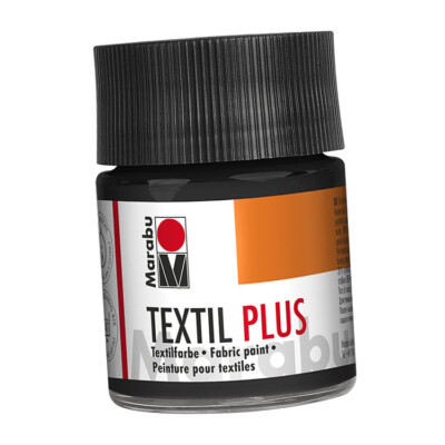 Marabu Textil Farbe Plus schwarz 50ml Glas volldeckend waschbeständig Deckkraft