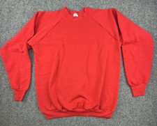 Vintage Fruit of the Loom Sz XL BLANK Crewneck Sweatshirt MADE IN USA Red 90s e