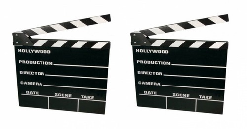 2x Clap Clapet de Mise en Scène Film Hollywood Rabat Clap 20x18cm