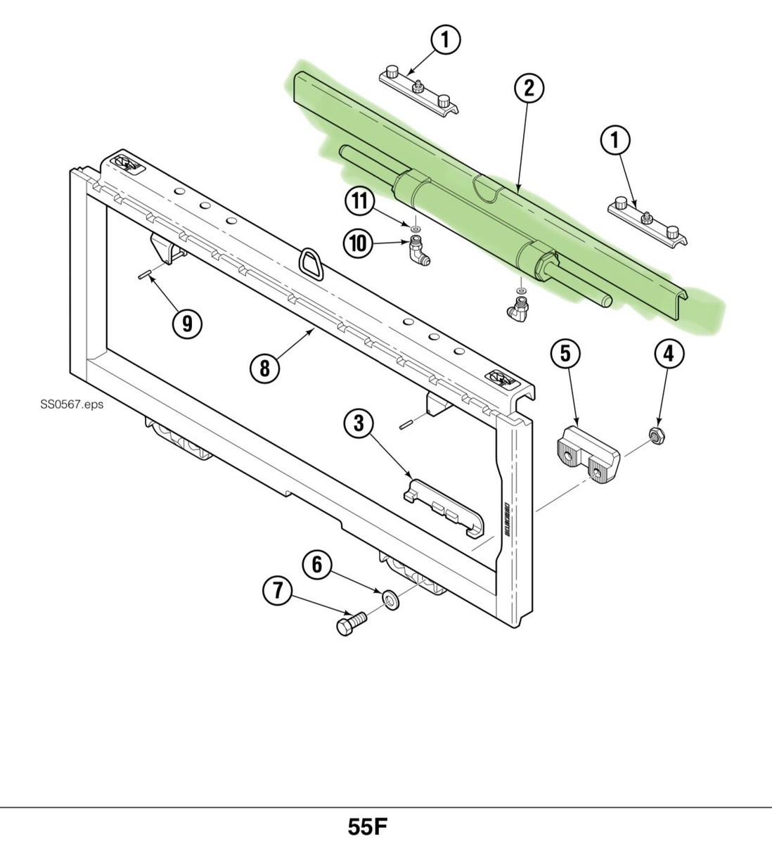 6025685 Forklift Sideshift Cylinder Replaces Cascade 55F-SSS-A201