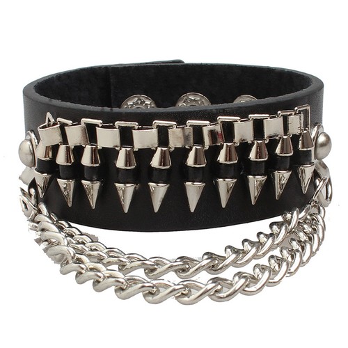 Bullets Chains Style Leather Gothic Style Steampunk Bracelet Wristband Gothic - Picture 7 of 8