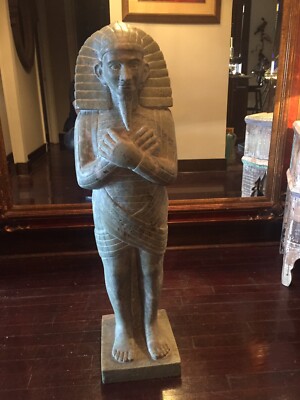 Large Statue Of Pharaoh in Egyptian Green Marble - FOR SERIOUS COLLECTOR