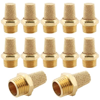12 Pcs Air Pneumatic Mufflers Silencer Brass Pneumatic Exhaust Muffler 1/4 NP...