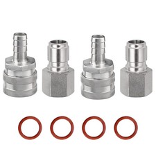 Stainless Steel Quick Disconnect Set 1/2 NPT Female Disconnect 1/2" Barb Brew...