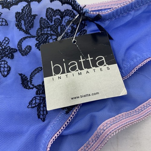 Biatta Intimates NEW Baby Blue Luxurious Sheer Lace Soft Modal Thongs Small - Picture 3 of 5