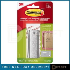 COMMAND UNIVERSAL STICKY NAIL PICTURE HANGER 1 HOOK 2 STRIPS HOLDS 2.2KG NEW