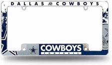 Dallas Cowboys Premium Metal License Plate Frame Tag Cover, All Over Design,...